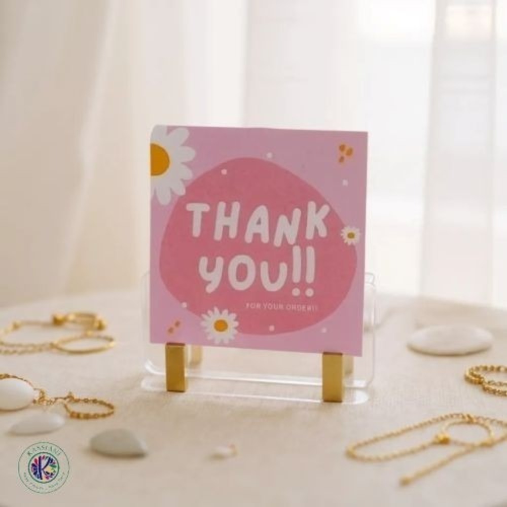 100 Thank You Cards – Pink Floral & Letter Design – Small Business Packaging Ins